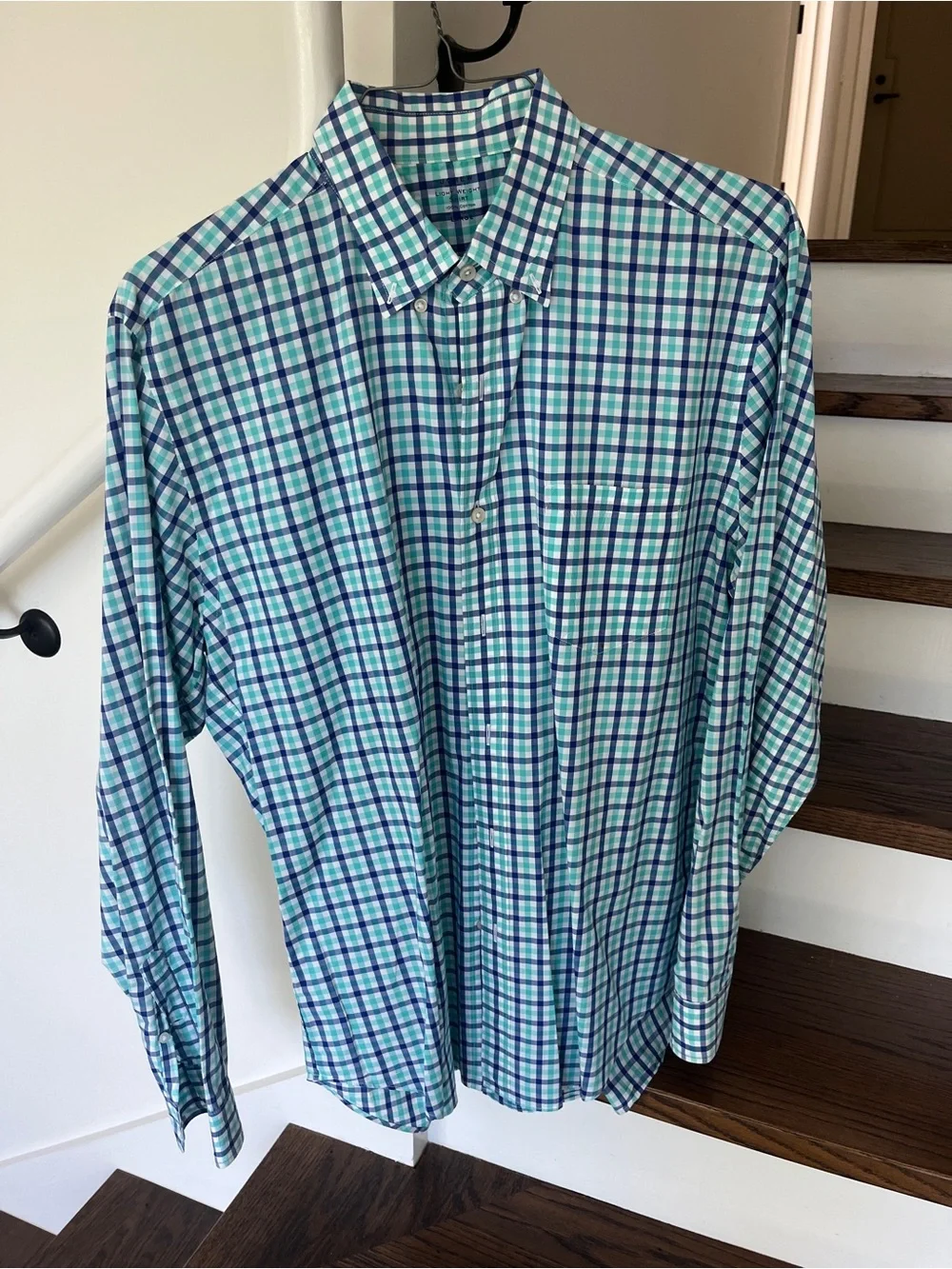 J. Crew Blue and Green Plaid Long-Sleeve Button-Down Dress Shirt